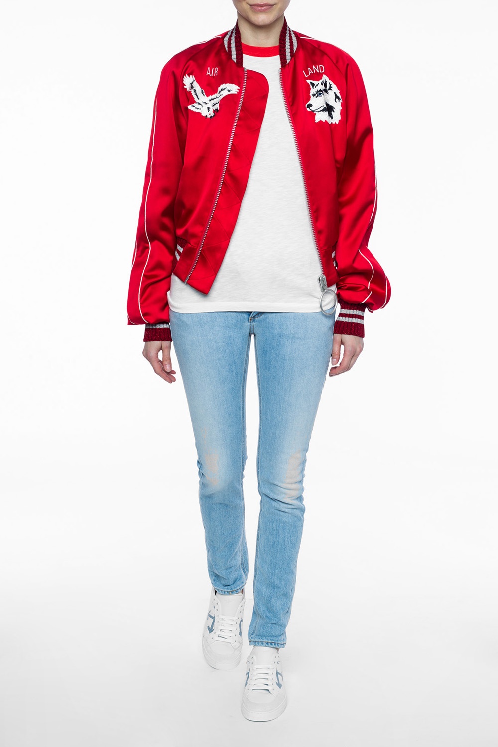 Off white red hot sale bomber jacket